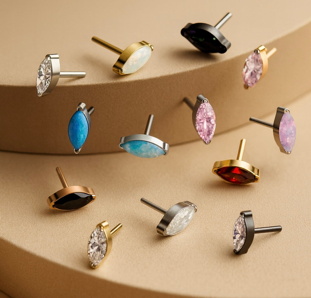 The Starlit Marquise Stud + Flatback Post