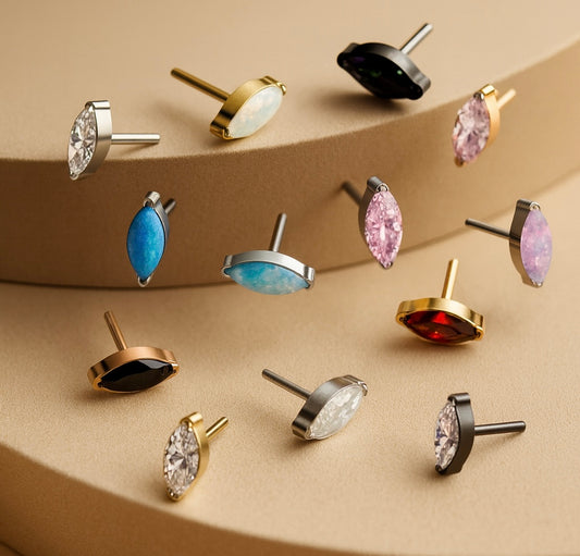 The Starlit Marquise Stud + Flatback Post